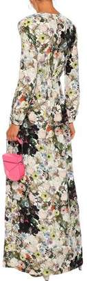 Adam Lippes Pleated Floral-print Silk-crepe Maxi Dress