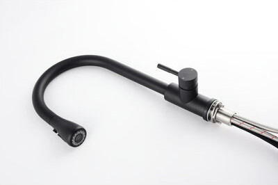 Latitude Run Elegant Kitchen Sink Faucet With Pull-Out  Matte Black Stainless Steel Creates A Sophisticated Atmosphere Steel Spray Simple And Contemporary Desig