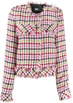 Thumbnail for your product : Karl Lagerfeld Paris Fitted Houndstooth Boucle Jacket