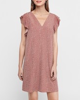 Thumbnail for your product : Express Dotted Ruffle Sleeve Shift Dress