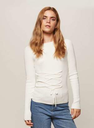 Miss Selfridge Cream corset ribbed knitted top