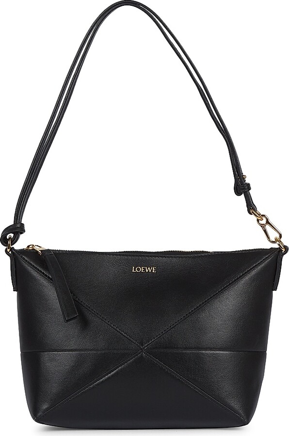 Loewe Women's Puzzle Fold Leather Shoulder Bag - Black