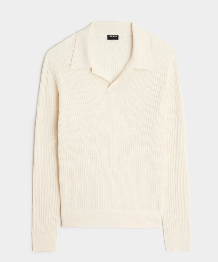Todd Snyder Silk-Cashmere Ribbed Montauk Sweater Polo