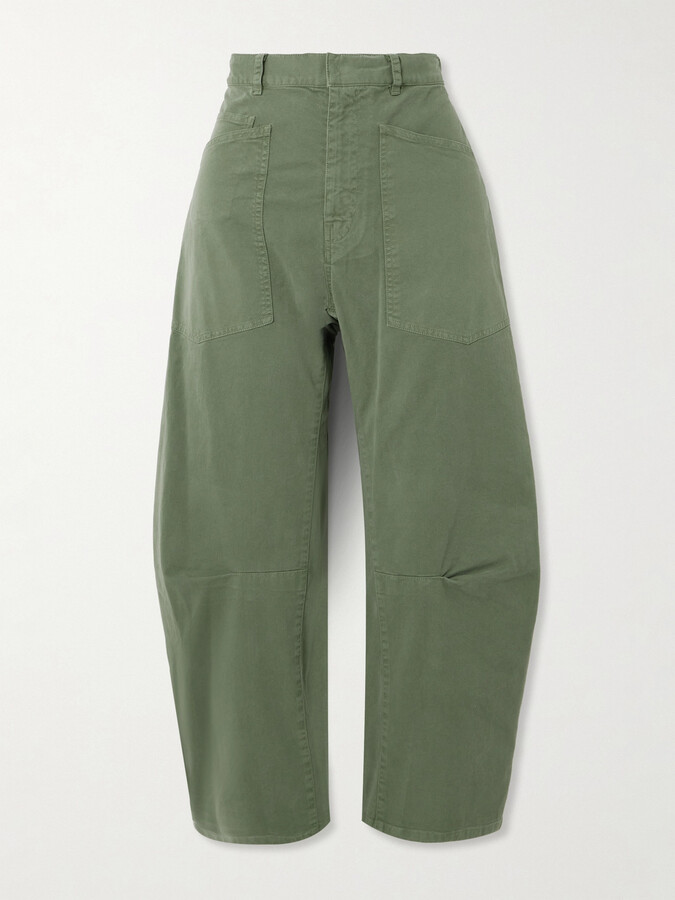 Nili Lotan - Shon Cotton-blend Twill Barrel-leg Pants - Green