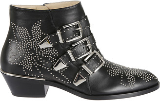 black silver buckle boots