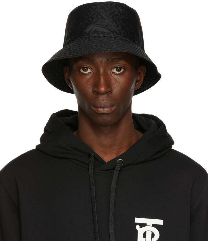 Burberry Black Jacquard Monogram Bucket Hat - ShopStyle