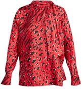 Thumbnail for your product : Valentino Leopard And Tiger-print Silk Blouse - Red Print