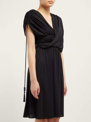 Lanvin Draped Tasselled Crepe Dress - Womens - Black