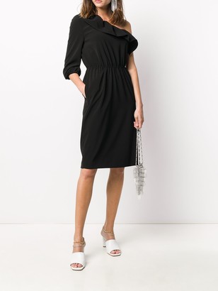 Boutique Moschino Ruffled Neck One Shoulder Dress