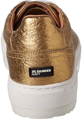 Jil Sander Navy Metallic Leather Sneaker