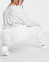 Thumbnail for your product : Skinnydip Curve x Jade Thirlwall trackies with trash diamante slogan co-ord in white