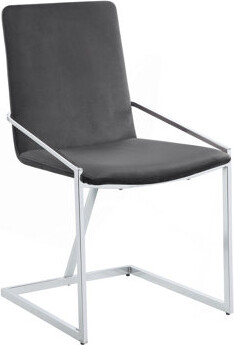 Hokku Designs Zlatan Gray Velvet & Chrome Finish Side Chair (Set Of 2)