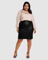 Thumbnail for your product : Forever New Curve Adelle Faux Leather Curve Pencil Skirt