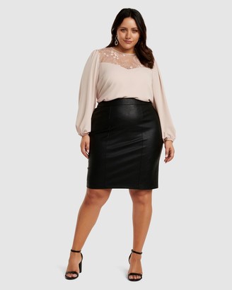 Forever New Curve Adelle Faux Leather Curve Pencil Skirt