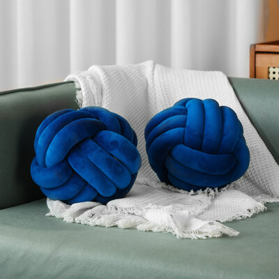 Homechoice International Group Set Of 2 Handcrafted Knotted Throw Pillow - Super Soft Plush Decorative Knot Pillows For Couch, Bed, Sofa, And Outdoor - Unique Handwoven Ball Throw