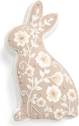 TJMAXX 10X20 Embroidered Daisy Figural Bunny Pillow, Cotton/Polyester