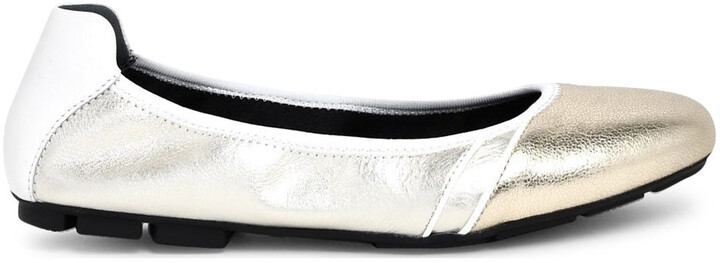 Details about   HOGAN women shoes H511 gold and silver metallic leather craquelé ballet flat