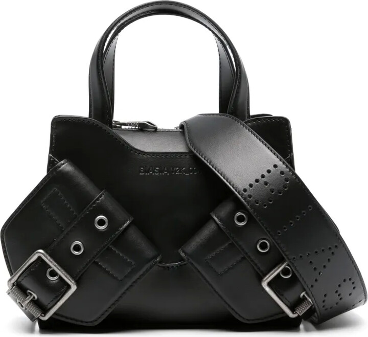 Biasia Logo-Debossed Leather Tote Bag