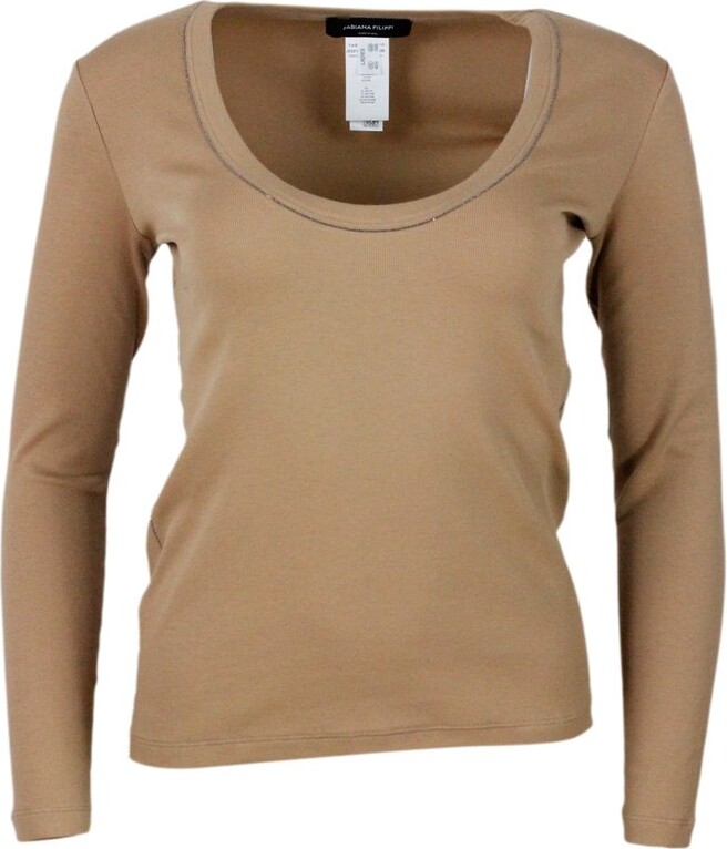 Fabiana Filippi Ribbed-Knit Embellished Top