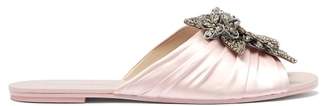 Sophia Webster Lilico Crystal Embellished Satin Slides - Womens - Pink Silver