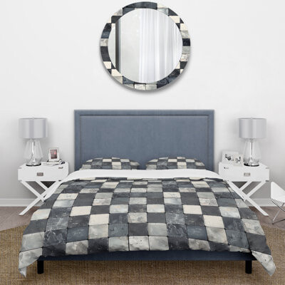 Design Art Beige Grey Midcentury Mosaic I - Midcentury Duvet Cover Set