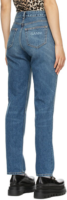 Ganni Blue High-Waisted Straight Jeans