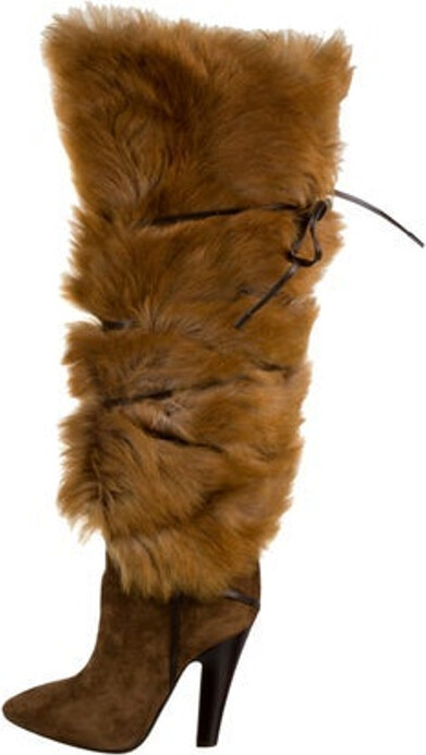 Saint Laurent Fur Boots - ShopStyle