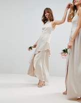 Thumbnail for your product : ASOS DESIGN satin ruffle hem pinny bodice maxi dress