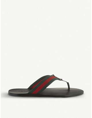 Gucci Mens Black Stripe Web Flip-Flops, Size: EUR 39 / 5 UK