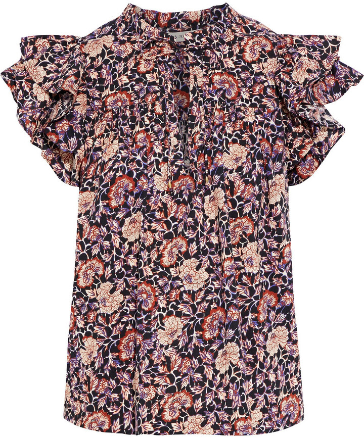 Ulla Johnson Gabi Ruffled Floral-print Cotton-blend Top - ShopStyle