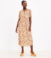 Thumbnail for your product : LOFT Floral Button Puff Sleeve Midi Dress