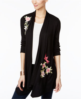 INC International Concepts Embroidered Open-Front Cardigan, Created for Macy's