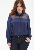 Thumbnail for your product : Forever 21 FOREVER 21+ Plus Size Lace-Paneled Lattice-Back Blouse