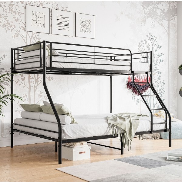 MAYEERTYTwin-Over-FullHeavyDutyMetalBunkBedwithEnhancedGuardrail&InclinedLadderforBedroom&Dorm