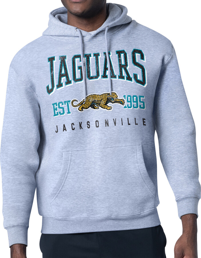 Men's Starter Heather Gray Jacksonville Jaguars Retro Team Logo Pullover Hoodie