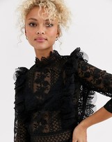 Thumbnail for your product : Chi Chi London premium lace top in black