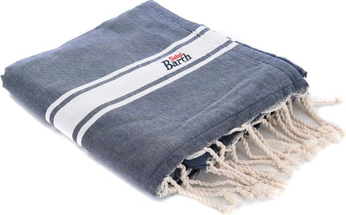 MC2 Saint Barth Fouta Logo-Embroidered Fringed Beach Towel
