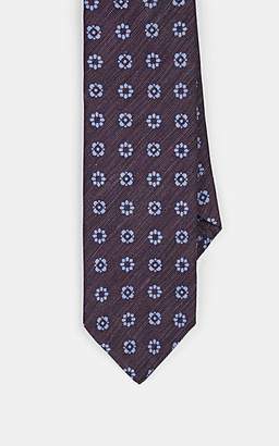 Barneys New York Men's Floral-Print Mélange Silk Necktie - Purple
