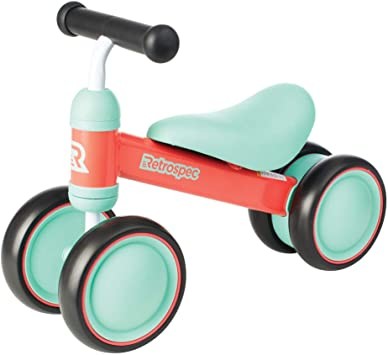 Retrospec Cricket Baby Walker Balance Bike with 4 Wheels for Ages 12-24 Months