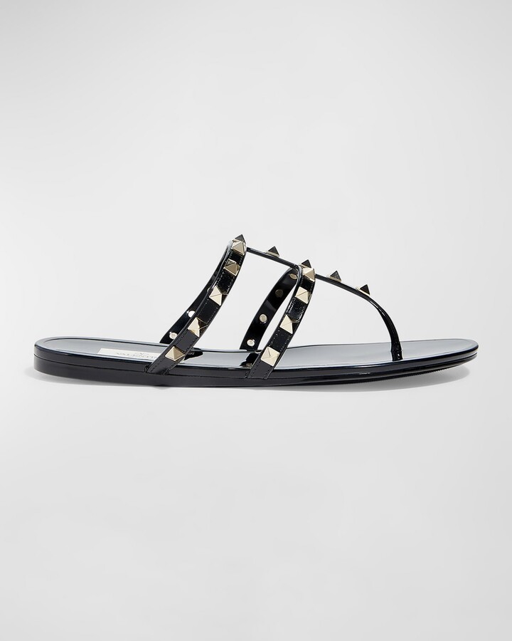 Valentino Rockstud flat sandals - ShopStyle