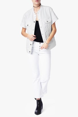 7 For All Mankind Short Sleeve Raw Edge Jacket In White Fashion