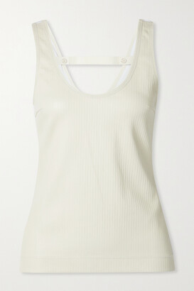 Givenchy Paneled Ribbed Leather And Stretch-cotton Jersey Tank - Off-white