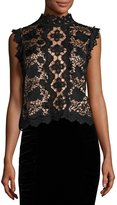 Thumbnail for your product : Nanette Lepore Sleeveless Boxy Lace Top, Black/Nude