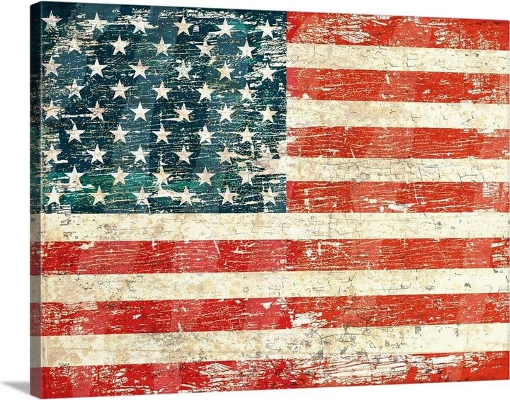 Worn USA Flag by Peter Horjus Canvas Wall Art