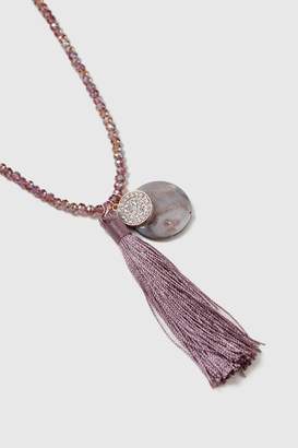 Wallis Purple Beaded Tassel Necklace