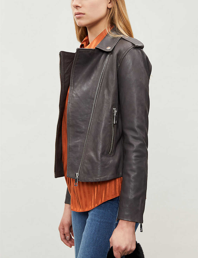 Whistles Agnes zipped leather biker jacket ShopStyle