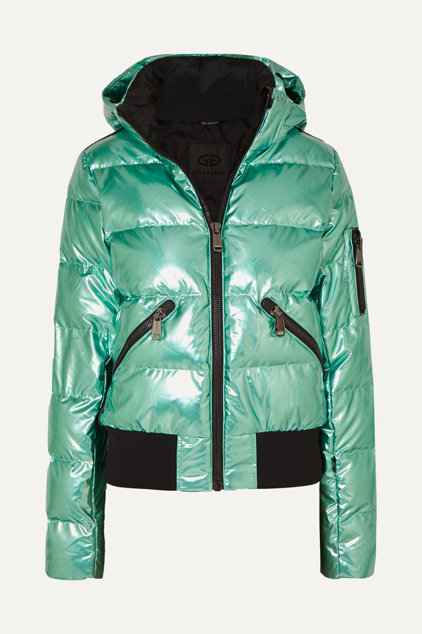 Goldbergh Aura Hooded Appliqued Quilted Metallic Down Ski Jacket