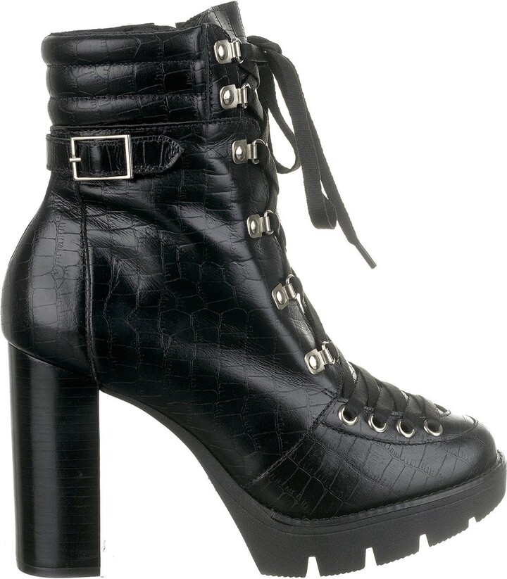 leather black boots heel