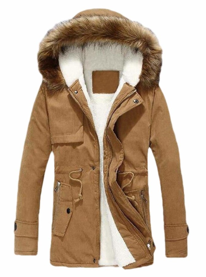 mens khaki parka with fur hood