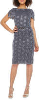 jackie jon short sleeve embellished evening gown